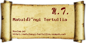 Matulányi Tertullia névjegykártya